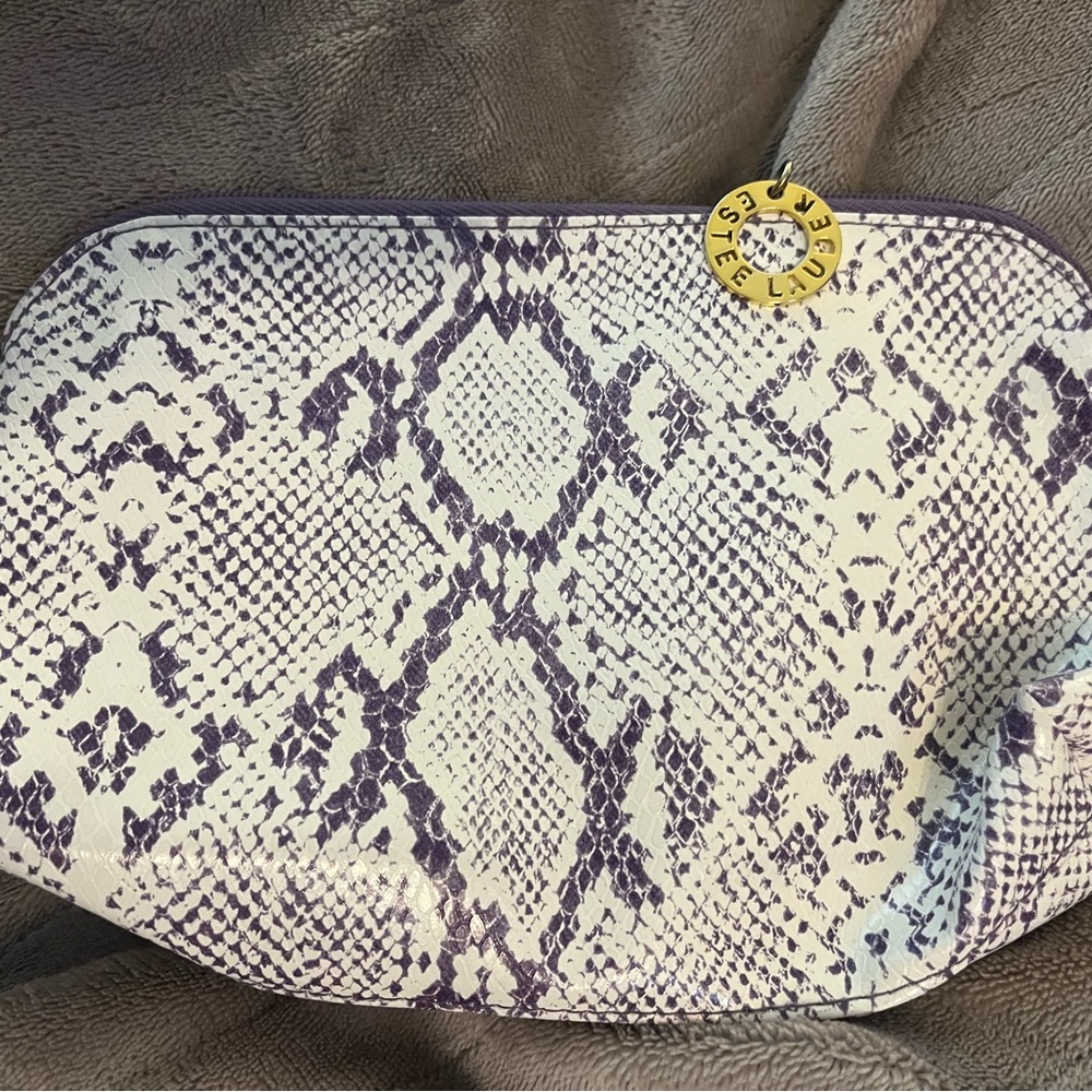 Estee Lauder Purple and Cream Snakeskin Pouch